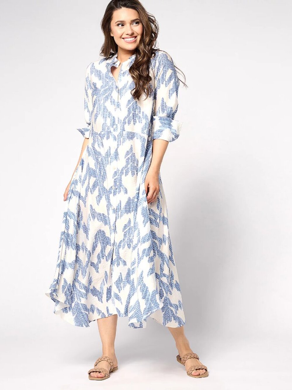 Peace Love World Petite Asymmetric Long Sleeve Dress , Blue Sz 3XP a639713